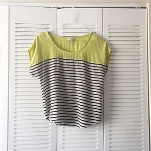 JOIE Silk Striped Blouse T-Shirt Medium Neon